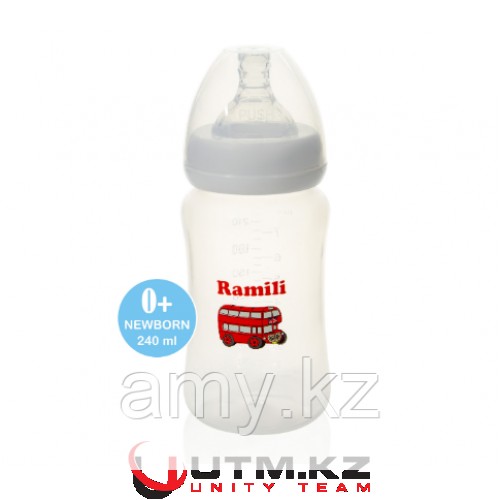 Противоколиковая бутылочка для кормления Ramili Baby 240ML (240 мл, 0+, слабый поток)