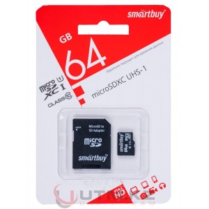 Карта памяти SmartBuy MicroSDHC 64GB, Class 10