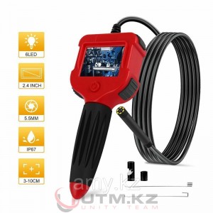 Эндоскоп для автомобилей и техники FG 506-2 Красный/Черный гибкий с экраном и камерой, кабель 1 метр